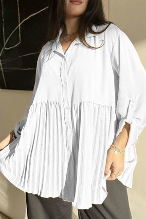 Suki Pleat Smock Blouse White /3=